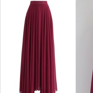 TIMELESS FAVORITE CHIFFON MAXI SKIRT IN WINE